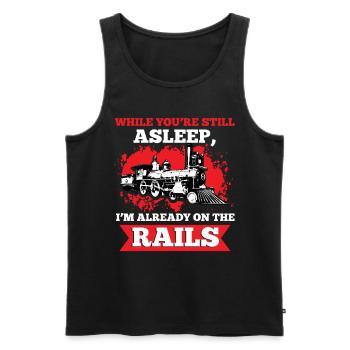 Railway Trainspotting Railway Engineer - Men's Premium Organic Tank Top - black - Front - Michal (187cm)