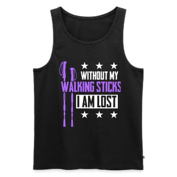 Fitness Hiking Running Nordic Walker - Men's Premium Organic Tank Top - black - Front - Michal (187cm)