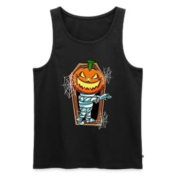 Kürbis Mumie im Grab - Männer Premium Bio Tank Top - Schwarz - Vorne - Michal (187cm)
