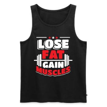 Fitness Fitnessstudio Bodybuilding - Männer Premium Bio Tank Top - Schwarz - Vorne - Michal (187cm)