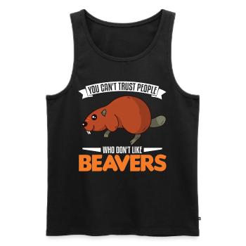 Biber Geschenk Biberdamm - Männer Premium Bio Tank Top - Schwarz - Vorne - Michal (187cm)