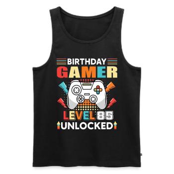 Geburtstag Gamer Level 85 Unlocked 85 Geburtstag - Männer Premium Bio Tank Top - Schwarz - Vorne - AI Model Male 178 light (178cm)