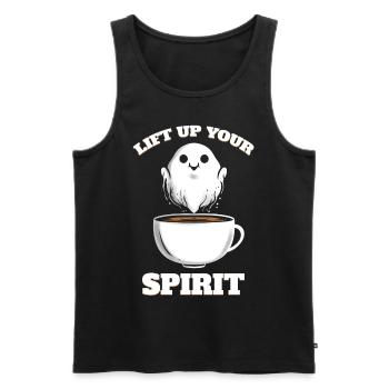 Coffee Cup To Lift Up Your Spirit Ghost Halloween - Männer Premium Bio Tank Top - Schwarz - Vorne - Michal (187cm)