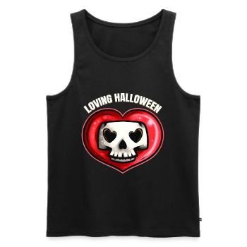 Lovely Cute Skull In Heart Loving Halloween - Men's Premium Organic Tank Top - black - Front - AI Model Male 178 light (178cm)