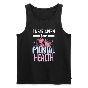 for awareness of mental health stigma P - Men's Premium Organic Tank Top - black - Front - AI Model Male 178 light (178cm)