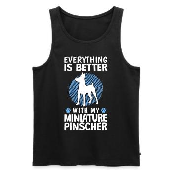Tout est mieux avec Zwergpinscher Pinscher - Débardeur bio Premium Homme - noir - Devant - Michal (187cm)