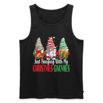 Just Hanging With My Christmas Gnomies Weihnachten - Männer Premium Bio Tank Top - Schwarz - Vorne - Michal (187cm)