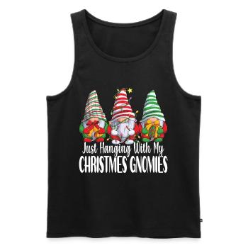 Just Hanging With My Christmas Gnomies Weihnachten - Männer Premium Bio Tank Top - Schwarz - Vorne - Michal (187cm)
