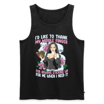 I'd Like To Thank My Middle Finger For Always - Männer Premium Bio Tank Top - Schwarz - Vorne - Michal (187cm)