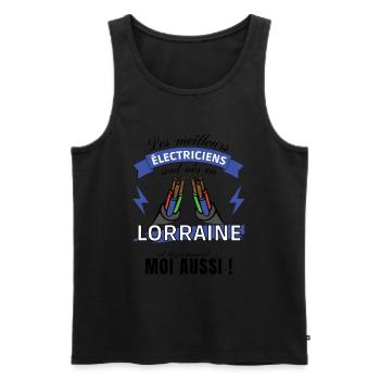 Cadeau Homme électricien Lorrain Anniversaire Noel - Débardeur bio Premium Homme - noir - Devant - Michal (187cm)