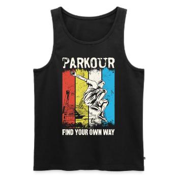 Parkour Free Running Traceur - Débardeur bio Premium Homme - noir - Devant - Michal (187cm)