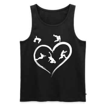 Parkour Free Running Traceur Heart - Débardeur bio Premium Homme - noir - Devant - AI Model Male 178 light (178cm)