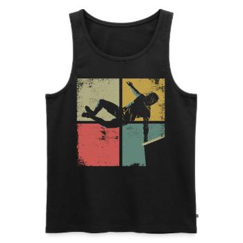 Parkour Free Running Traceur Retro - Débardeur bio Premium Homme - noir - Devant - Michal (187cm)