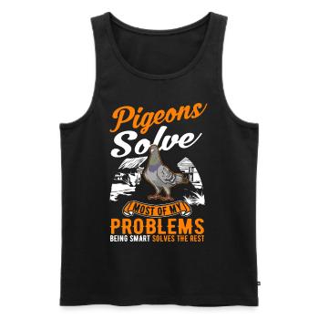 Pigeon Cadeau Pigeon Colombier Plus Chic Pigeon Voyageur - Débardeur bio Premium Homme - noir - Devant - Michal (187cm)