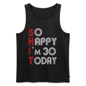 30th birthday - Men's Premium Organic Tank Top - black - Front - AI Model Male 178 light (178cm)