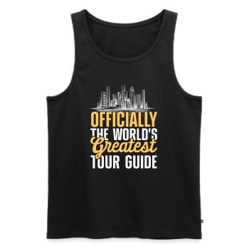 Officially the best travel guide in the world - Men's Premium Organic Tank Top - black - Front - AI Model Male 178 light (178cm)