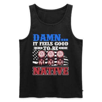 American Flag Patriotic Native Americans A - Men's Premium Organic Tank Top - black - Front - Michal (187cm)