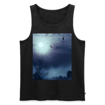 Neblige Naturlandschaft Vollmond Und Fledermäuse - Männer Premium Bio Tank Top - Schwarz - Vorne - AI Model Male 178 light (178cm)