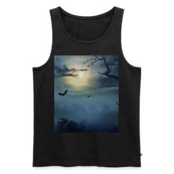 Esthétique gothique Pleine Lune et chauves-souris - Débardeur bio Premium Homme - noir - Devant - Michal (187cm)