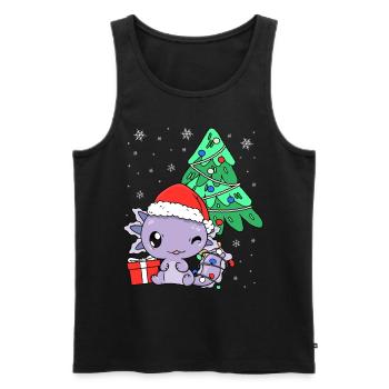 Kawaii Axolotl Arbre de Noël Cadeau de Noël - Débardeur bio Premium Homme - noir - Devant - Michal (187cm)