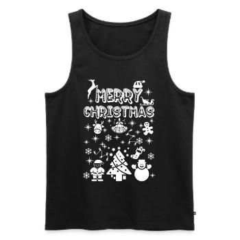 Frohe Weihnachten, Frohe Weihnachten, Frohe Weihnachten - Männer Premium Bio Tank Top - Schwarz - Vorne - AI Model Male 178 light (178cm)