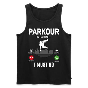 Parkour Free Running Traceur Phone - Men's Premium Organic Tank Top - black - Front - AI Model Male 178 light (178cm)