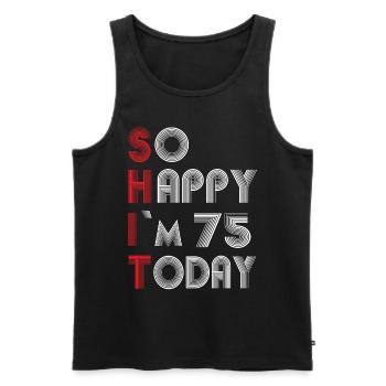 75 birthday - Men's Premium Organic Tank Top - black - Front - AI Model Male 178 light (178cm)