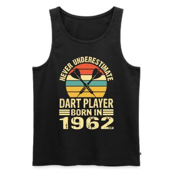 Never Underestimate Dart Player Born In 1962 - Männer Premium Bio Tank Top - Schwarz - Vorne - Michal (187cm)