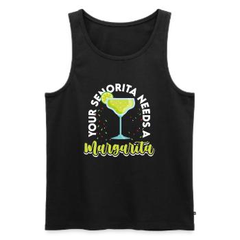 Deine Señorita braucht eine Margarita Mama - Männer Premium Bio Tank Top - Schwarz - Vorne - Michal (187cm)