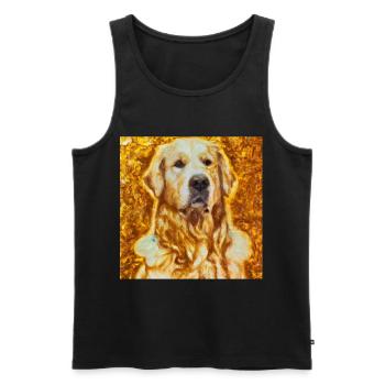 Golden Retriever Portrait Gustav Klimt Style Hund - Männer Premium Bio Tank Top - Schwarz - Vorne - AI Model Male 178 light (178cm)