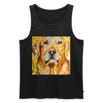Portrait du Golden Retriever Gustav Klimt Style Chien - Débardeur bio Premium Homme - noir - Devant - Michal (187cm)