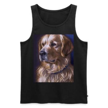 Golden Retriever Portrait Vincent Van Gogh Style - Débardeur bio Premium Homme - noir - Devant - Michal (187cm)