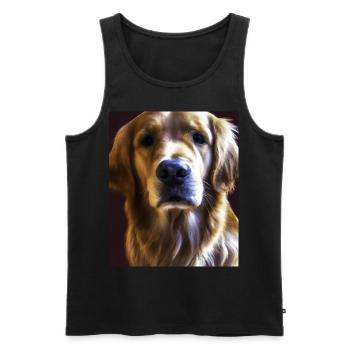 Golden Retriever Portrait Vincent Van Gogh Style - Débardeur bio Premium Homme - noir - Devant - Michal (187cm)
