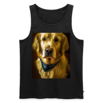 Golden Retriever Portrait Vincent Van Gogh Style - Débardeur bio Premium Homme - noir - Devant - Michal (187cm)
