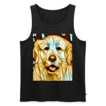 Golden Retriever Portrait Cubisme Chien - Débardeur bio Premium Homme - noir - Devant - AI Model Male 178 light (178cm)