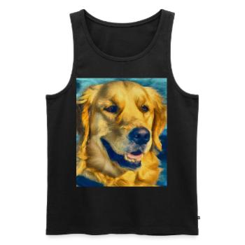 Golden Retriever Portrait Vincent Van Gogh Style - Männer Premium Bio Tank Top - Schwarz - Vorne - AI Model Male 178 light (178cm)