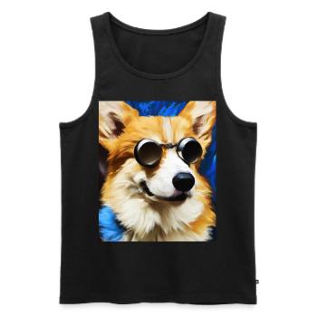 Corgi Portrait Vincent Van Gogh Style Chien - Débardeur bio Premium Homme - noir - Devant - Michal (187cm)