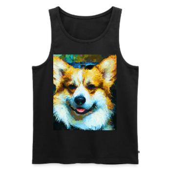Corgi Portrait Vincent Van Gogh Style Hund - Männer Premium Bio Tank Top - Schwarz - Vorne - AI Model Male 178 light (178cm)