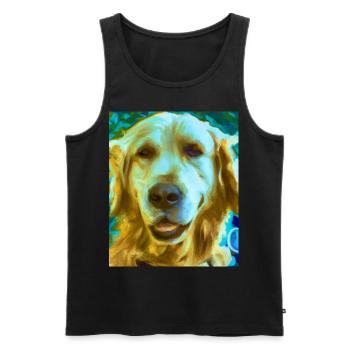 Golden Retriever Portrait Vincent Van Gogh Style - Débardeur bio Premium Homme - noir - Devant - Michal (187cm)
