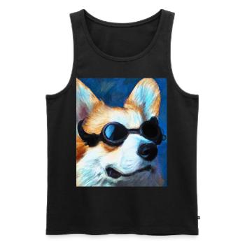 Corgi Portrait Vincent Van Gogh Style Chien - Débardeur bio Premium Homme - noir - Devant - Michal (187cm)