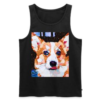 Corgi Portrait Kubismus Hund - Männer Premium Bio Tank Top - Schwarz - Vorne - AI Model Male 178 light (178cm)
