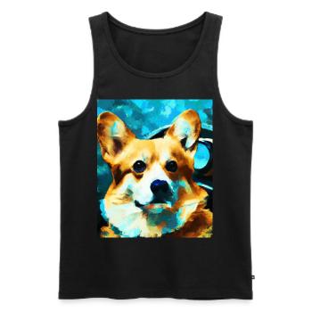 Corgi Portrait Vincent Van Gogh Style Chien - Débardeur bio Premium Homme - noir - Devant - Michal (187cm)