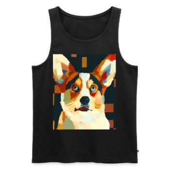 Corgi Portrait Kubismus Hund - Männer Premium Bio Tank Top - Schwarz - Vorne - AI Model Male 178 light (178cm)