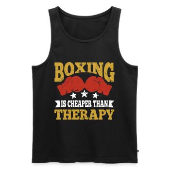 La boxe est moins chère que la thérapie Drôle de boxer cadeaux - Débardeur bio Premium Homme - noir - Devant - Michal (187cm)