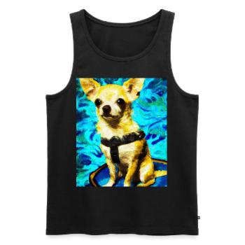Chihuahua Portrait Vincent Van Gogh Style Chien - Débardeur bio Premium Homme - noir - Devant - Michal (187cm)