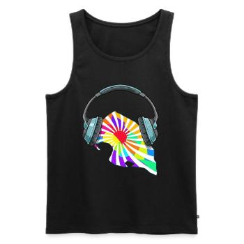 Fehmarn Kopfhörer Musik Bunt - Männer Premium Bio Tank Top - Schwarz - Vorne - Michal (187cm)