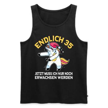 Endlich 35 Jetzt muss ich noch Erwachsen werden - Männer Premium Bio Tank Top - Schwarz - Vorne - Michal (187cm)