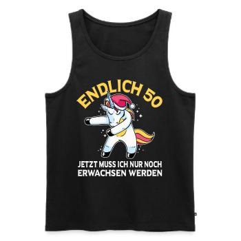 Endlich 50 Jetzt muss ich noch Erwachsen werden - Männer Premium Bio Tank Top - Schwarz - Vorne - Michal (187cm)