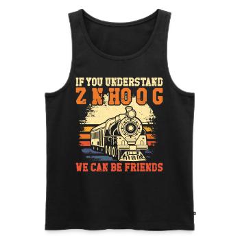 Steam Train Driver Trainspotting - Men's Premium Organic Tank Top - black - Front - Michal (187cm)