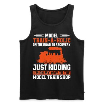 Steam Train Driver Trainspotting - Männer Premium Bio Tank Top - Schwarz - Vorne - Michal (187cm)